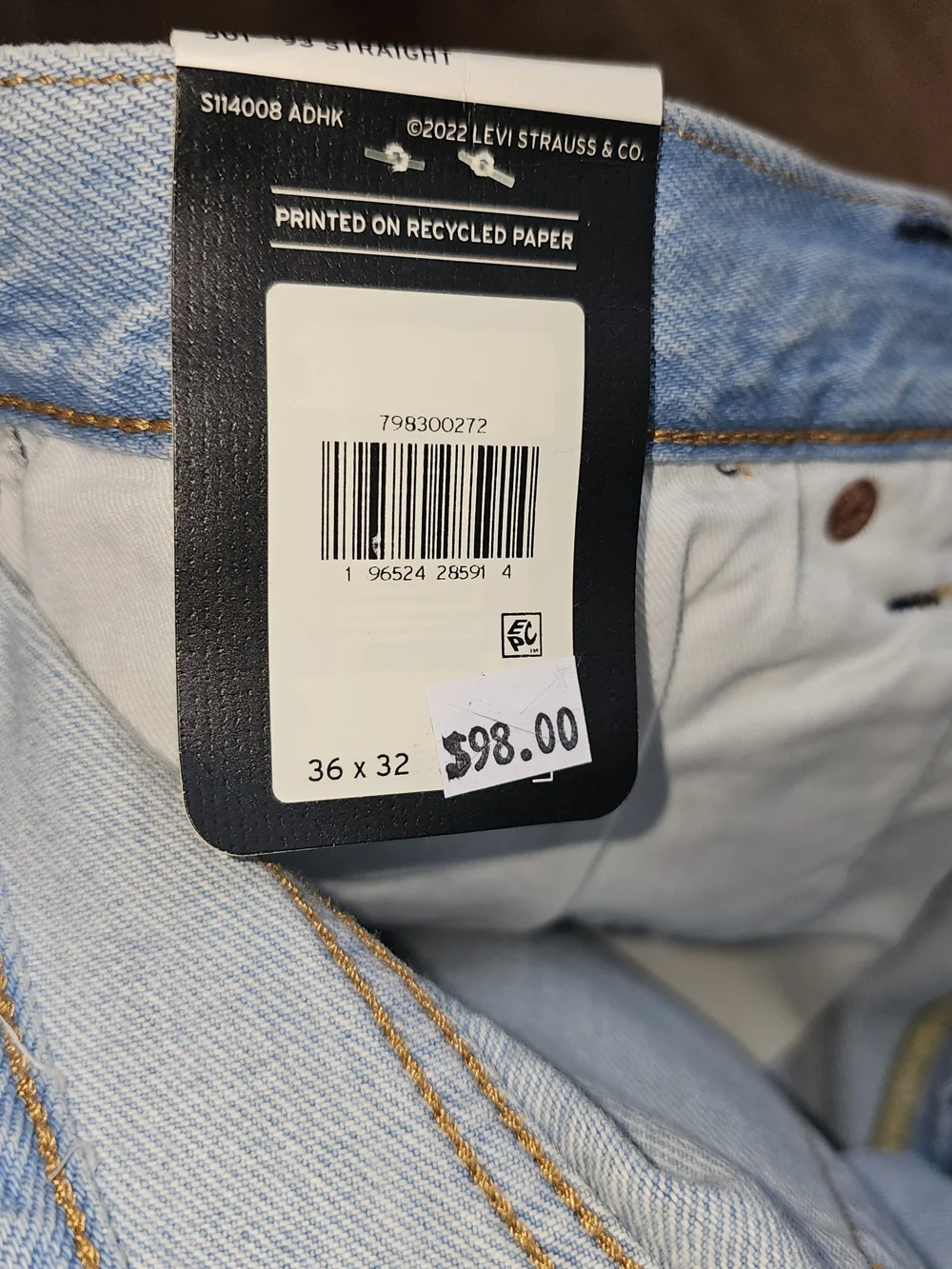 Levi's Light Blue Straight Men's Jeans with Knee Rips